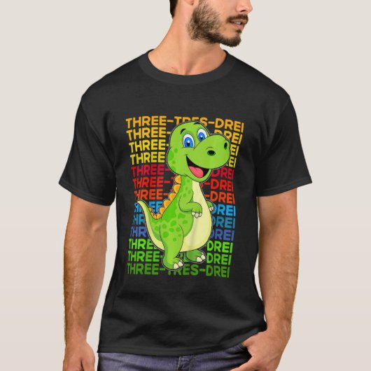Kinder Dinosaurier 3. Geburtstag T-Shirt (Vorderseite)