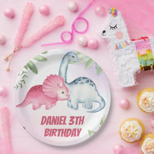 Kinder Dinosaurier 3. Geburtstags-Party Pappteller