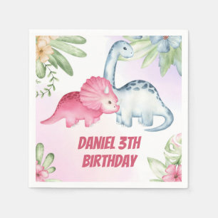 Kinder Dinosaurier 3. Geburtstags-Party Serviette