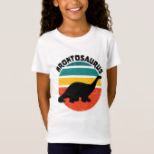 Kinder Dinosaurier Brontosaurus Retro Sunset gestö T-Shirt (Vorderseite)