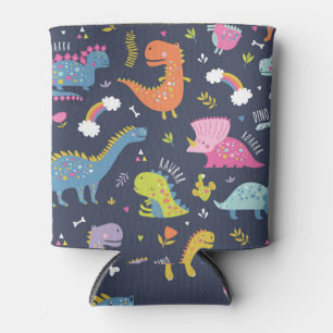 Kinder Dinosaurier: Farbenfrohe Vintage Muster Dosenkühler