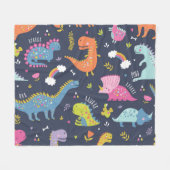 Kinder Dinosaurier: Farbenfrohe Vintage Muster Fleecedecke (Vorderseite (Horizontal))