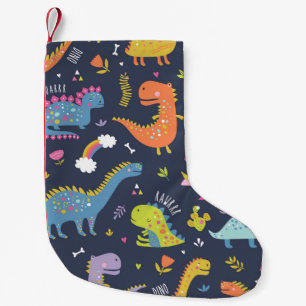 Kinder Dinosaurier: Farbenfrohe Vintage Muster Kleiner Weihnachtsstrumpf