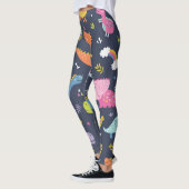 Kinder Dinosaurier: Farbenfrohe Vintage Muster Leggings (Links)