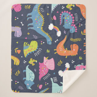 Kinder Dinosaurier: Farbenfrohe Vintage Muster Sherpadecke