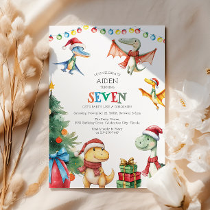 Kinder-Dinosaurier-Geburtstags-Einladung zum siebt Einladung