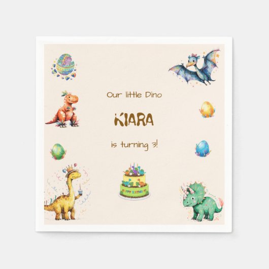 Kinder Dinosaurier Geburtstagsfeier Serviette (Vorderseite)