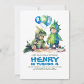 Kinder Dinosaurier Kostüme Party Geburtstag Einladung (Vorderseite)