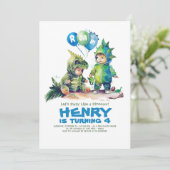 Kinder Dinosaurier Kostüme Party Geburtstag Einladung (Stehend Vorderseite)