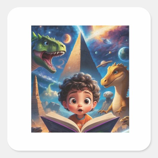 Kinder Dinosaurier Lesebuch Aufkleber (Vorderseite)