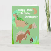 Kinder Dinosaurier Personalisierter Name & Alter G Karte (Vorderseite)