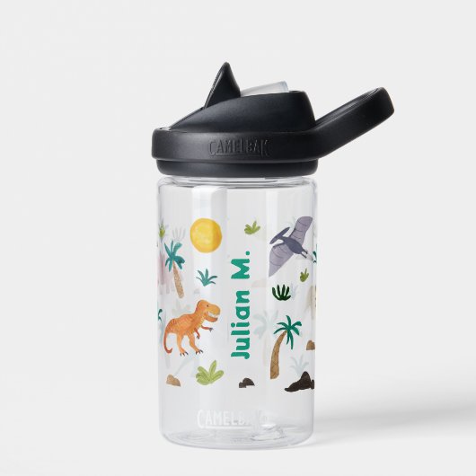Kinder Dinosaurier Print und Personalisierter Name Trinkflasche