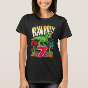 Kinder Dinosaurier Rawr Ich bin 7 Jahre 7. Geburts T-Shirt