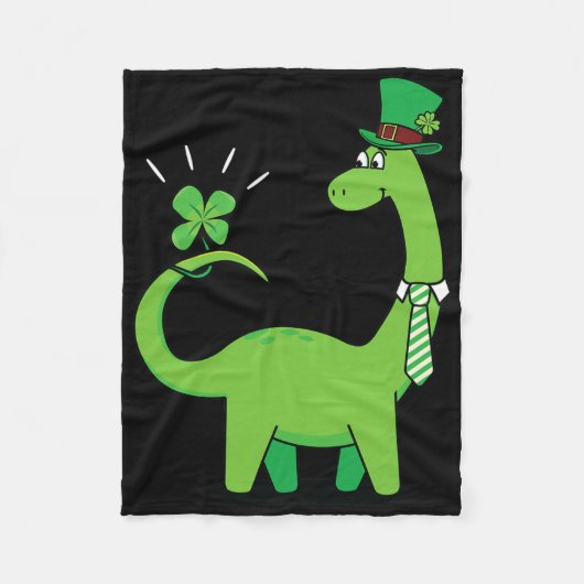 Kinder-Dinosaurier-St.-Patricks-Tag-Shamrock-Shirt Fleecedecke (Vorderseite)