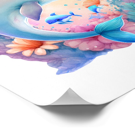 Kinder Dolphin Wall Art Poster (Ecke)