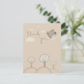 Kinder Doodle Bird Trees Hills Danke Postcard Postkarte (Stehend Vorderseite)