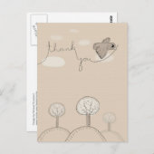 Kinder Doodle Bird Trees Hills Danke Postcard Postkarte (Vorne/Hinten)