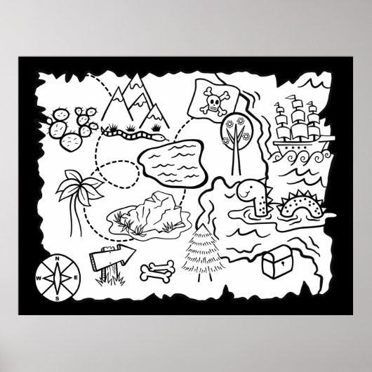 Kinder Doodle Schatzkarte Farbseite Poster (Vorne)