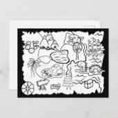 Kinder Doodle Schatzkarte Farbseite Postkarte (Vorne/Hinten)