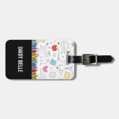 Kinder Doodle Zeichnend Gepäckmarke Gepäckanhänger (Vorderseite horizontal)