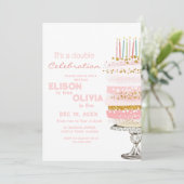 Kinder Doppeltes Foto Geburtstag Einladung (Stehend Vorderseite)