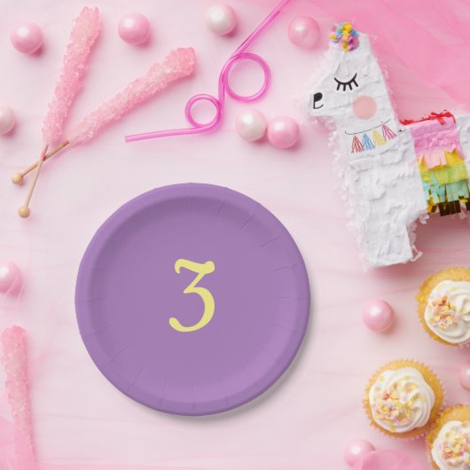 Kinder Drei Lila Gelb Pappteller (Party)