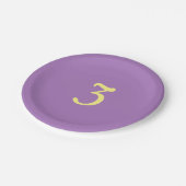 Kinder Drei Lila Gelb Pappteller (Schrägansicht)