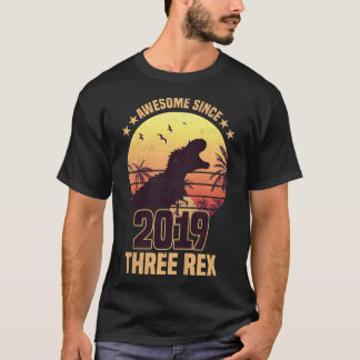 Kinder Drei Rex 3. Geburtstag Dinosaurier 3 Jahre T-Shirt