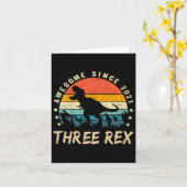 Kinder Drei Rex 3. Geburtstag Dritter Dinosaurier  Karte (Gelbe Blume)