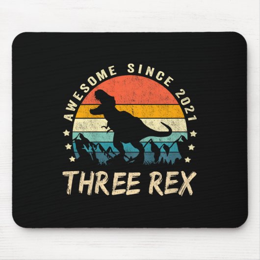 Kinder Drei Rex 3. Geburtstag Dritter Dinosaurier Mousepad (Vorne)