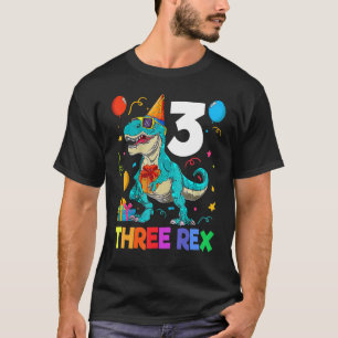 Kinder Drei Rex 3. Geburtstag Dritter Dinosaurier T-Shirt