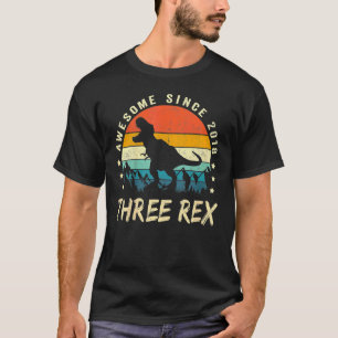 Kinder Drei Rex 3. Geburtstag Dritter Dinosaurier T-Shirt