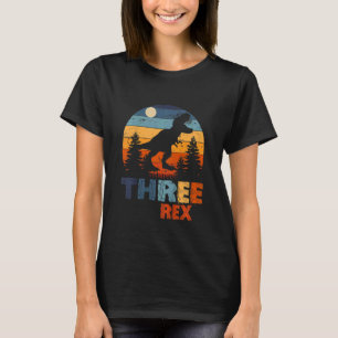 Kinder Drei Rex 3. Geburtstag Dritter Dinosaurier  T-Shirt