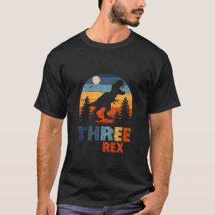 Kinder Drei Rex 3. Geburtstag Dritter Dinosaurier  T-Shirt