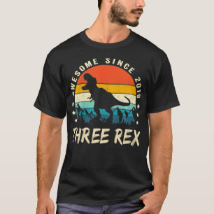 Kinder Drei Rex 3. Geburtstag Dritter Dinosaurier  T-Shirt