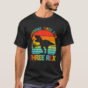 Kinder Drei Rex 3. Geburtstag Dritter Dinosaurier T-Shirt
