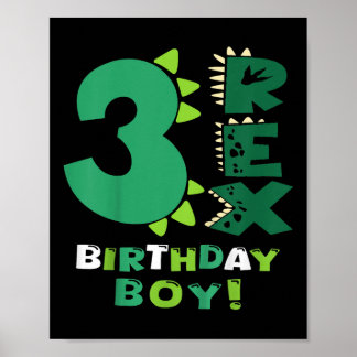 Kinder Drei Rex Geburtstag Junge 3. Geburtstag Din Poster