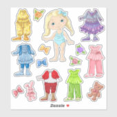 Kinder-Dress-A-Blonde-Doll-Aufkleber Aufkleber (Blatt)