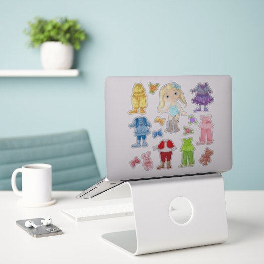Kinder-Dress-A-Blonde-Doll-Aufkleber Aufkleber (Laptop auf Schreibtisch)