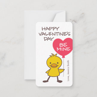 Kinder Duckling BE MINE Ballon Klassenzimmer Valen Mitteilungskarte