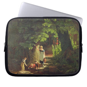 Kinder durch einen Bach, c.1822 (Öl auf Platte) Laptopschutzhülle