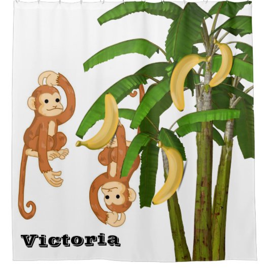 Kinder Duschvorhang Affe Bananenbaum (Vorderseite)
