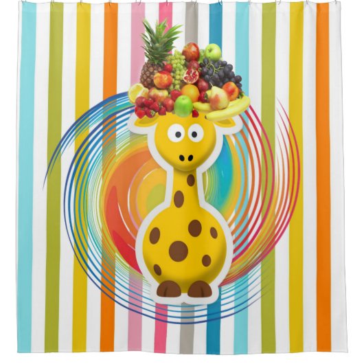 Kinder Duschvorhang Giraffe Blumenstrauß Früchte (Vorderseite)