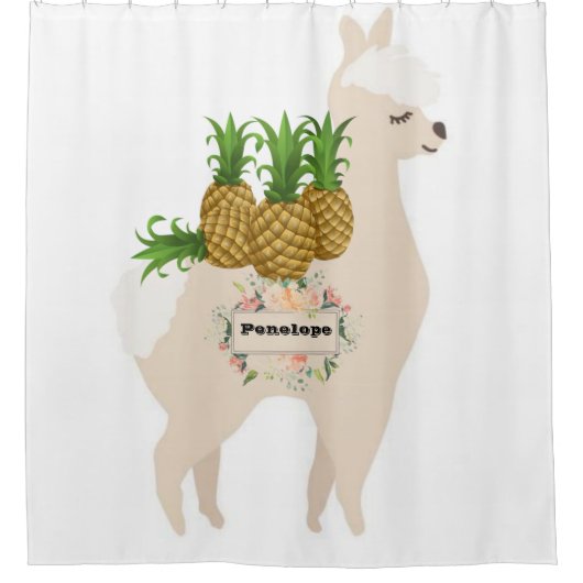 Kinder Duschvorhang Lama Fruit Floral (Vorderseite)