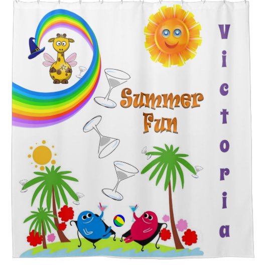 Kinder Duschvorhang Regenbogen Sun Giraffe (Vorderseite)