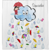 Kinder Duschvorhang Regenschirme Wolken (Vorderseite)