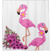 Kinder Duschvorhang rosa Flamingo floral (Vorderseite)