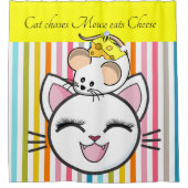 Kinder Duschvorhang Stripe Cat Maus Käse (Vorderseite)