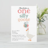 Kinder Ein Albernes Gänse 1. Niedliche Geburtstag  Einladung (Stehend Vorderseite)