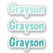 Kinder Einfache Typografie in Aquamarinen Farbverl Aufkleber (Vorderseite)